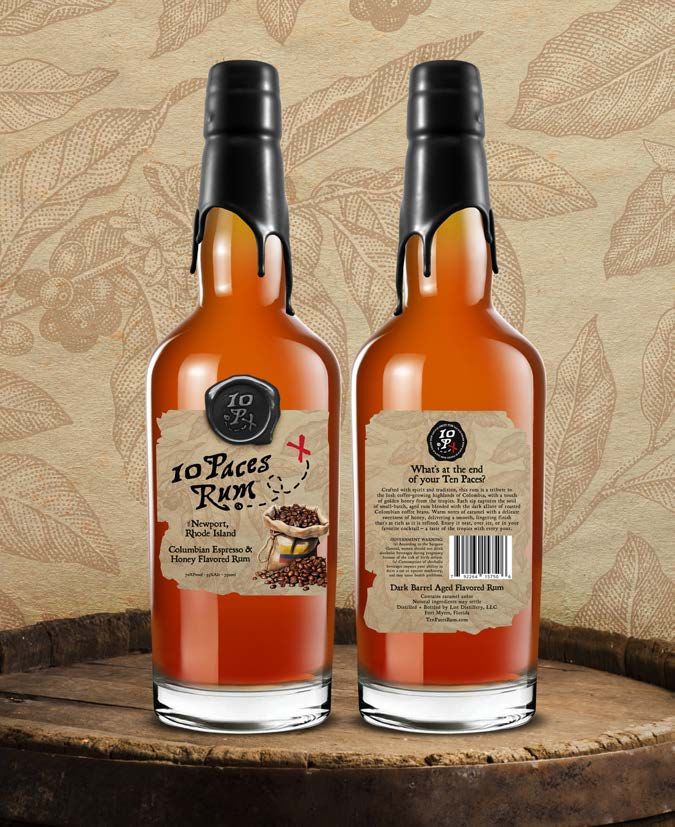 Ten Paces Rum - Colombian Espresso & Honey (Front of Bottle)